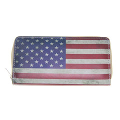 Flag Pattern Long Wallet Independence Clutch Purse