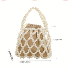 Faux Pearl Clutch Purse Beaded Bridal Evening Bag With Inner Bag