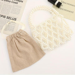Faux Pearl Clutch Purse Beaded Bridal Evening Bag With Inner Bag
