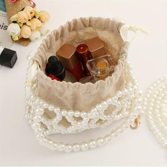 Faux Pearl Clutch Purse Beaded Bridal Evening Bag With Inner Bag