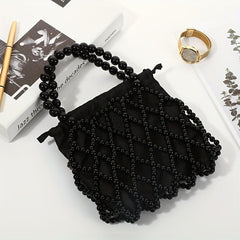 Faux Pearl Clutch Purse Beaded Bridal Evening Bag With Inner Bag