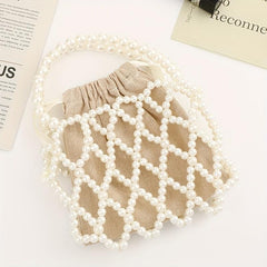 Faux Pearl Clutch Purse Beaded Bridal Evening Bag With Inner Bag