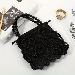 Faux Pearl Clutch Purse Beaded Bridal Evening Bag With Inner Bag