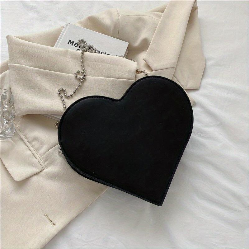 Heart Shaped Rhinestone Evening Bag Chain Crossbody Glitter Love Purse