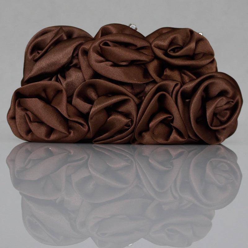 Satin Clutch Bag Elegant Rose Purse Chain Hand Evening Bag