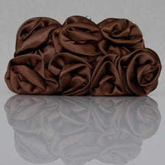 Satin Clutch Bag Elegant Rose Purse Chain Hand Evening Bag