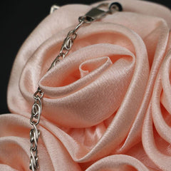 Satin Clutch Bag Elegant Rose Purse Chain Hand Evening Bag