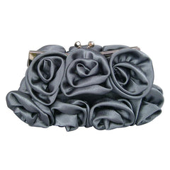 Satin Clutch Bag Elegant Rose Purse Chain Hand Evening Bag