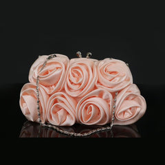 Satin Clutch Bag Elegant Rose Purse Chain Hand Evening Bag