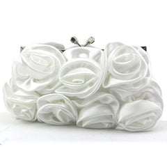 Satin Clutch Bag Elegant Rose Purse Chain Hand Evening Bag