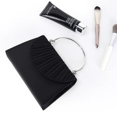 Satin Clutch Purse Top Ring Handbag for Wedding Party
