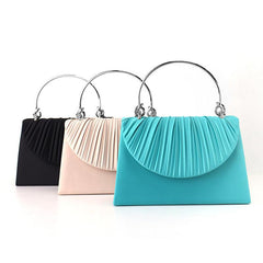 Satin Clutch Purse Top Ring Handbag for Wedding Party