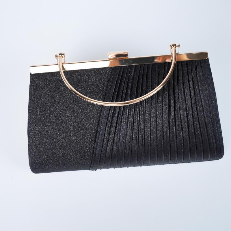 Satin Ruched Evening Bag Glitter Clutch Purse For Banquet Party Prom