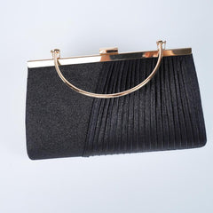 Satin Ruched Evening Bag Glitter Clutch Purse For Banquet Party Prom