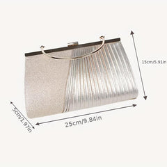 Satin Ruched Evening Bag Glitter Clutch Purse For Banquet Party Prom