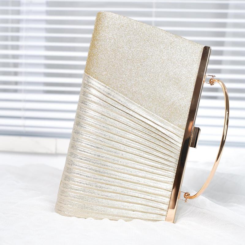 Satin Ruched Evening Bag Glitter Clutch Purse For Banquet Party Prom