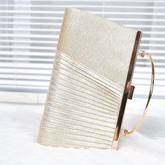Satin Ruched Evening Bag Glitter Clutch Purse For Banquet Party Prom