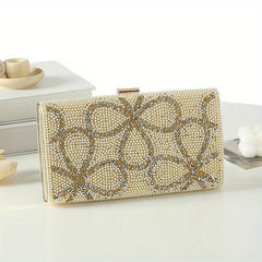 Rhinestone Decor Clutch Wallet Evening Bag For Party