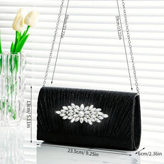 Pleated Rhinestone Glitter Clutch Sparkly Evening Bag