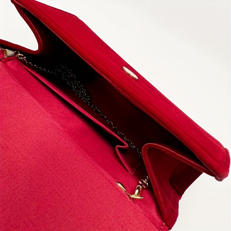 Heart Decor Velvet Flap Square Bag Wedding Handbag Women's Top Handle Purses