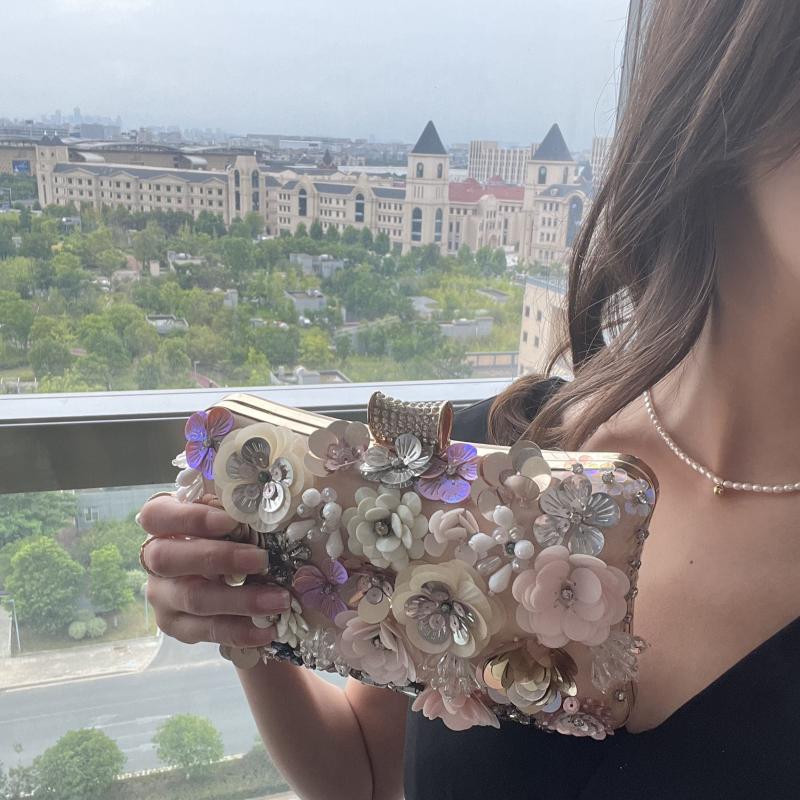 3D Flower Decor Evening Bag Women's Clutch For Wedding Dinner