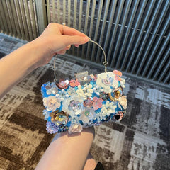 3D Flower Decor Evening Bag Women's Clutch For Wedding Dinner