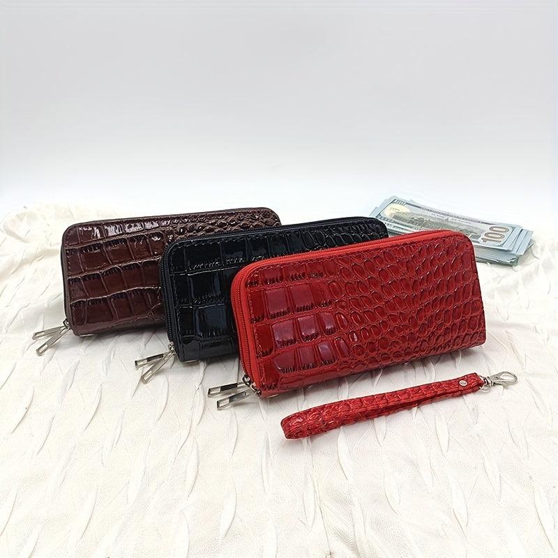 Crocodile Embossed Purse Large Coin Purse Women's Credit Card Holder