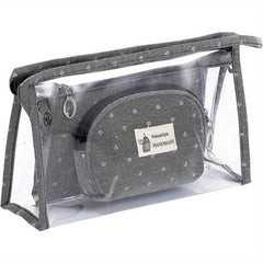 3pcs Clear Travel Cosmetics Wash Bag Set PVC Hangable Storage Bag