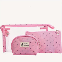 3pcs Clear Travel Cosmetics Wash Bag Set PVC Hangable Storage Bag