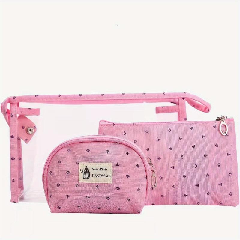 3pcs Clear Travel Cosmetics Wash Bag Set PVC Hangable Storage Bag