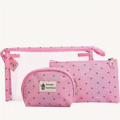 3pcs Clear Travel Cosmetics Wash Bag Set PVC Hangable Storage Bag