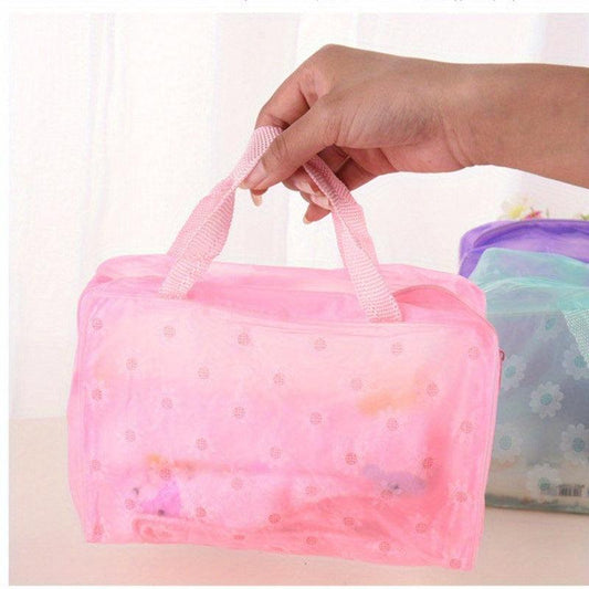 Floral PVC Cosmetic Bag Waterproof Toiletry Wash Bag