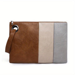 Large Capacity Stitching Clutch Purse PU Leather Textured Wristlet Wallet