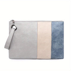 Large Capacity Stitching Clutch Purse PU Leather Textured Wristlet Wallet