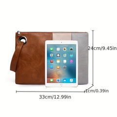 Large Capacity Stitching Clutch Purse PU Leather Textured Wristlet Wallet