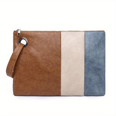Large Capacity Stitching Clutch Purse PU Leather Textured Wristlet Wallet