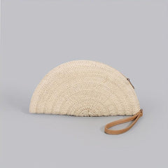 Straw Woven Clutch Bag Beach Braided Wrist Bag Casual Wristlet