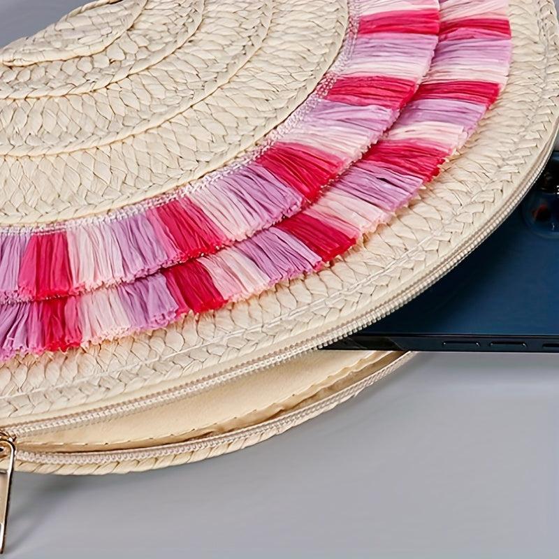Straw Woven Clutch Bag Beach Braided Wrist Bag Casual Wristlet