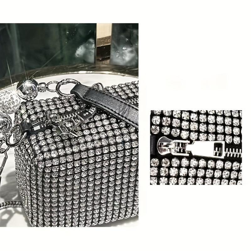 Glitter Crossbody Bag Square Evening Purse for Party & Wedding