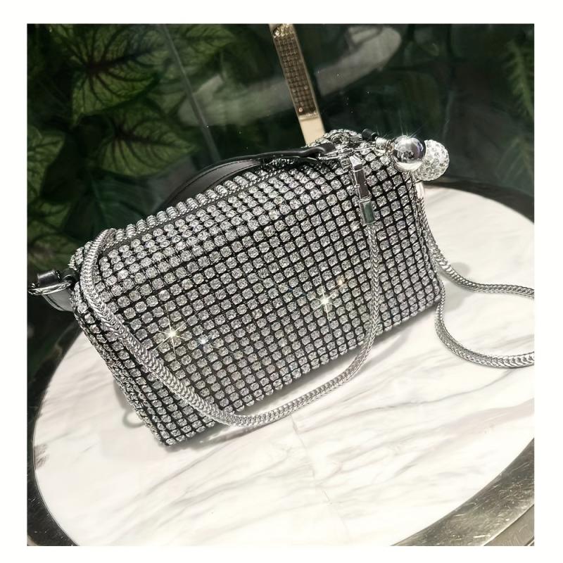 Glitter Crossbody Bag Square Evening Purse for Party & Wedding