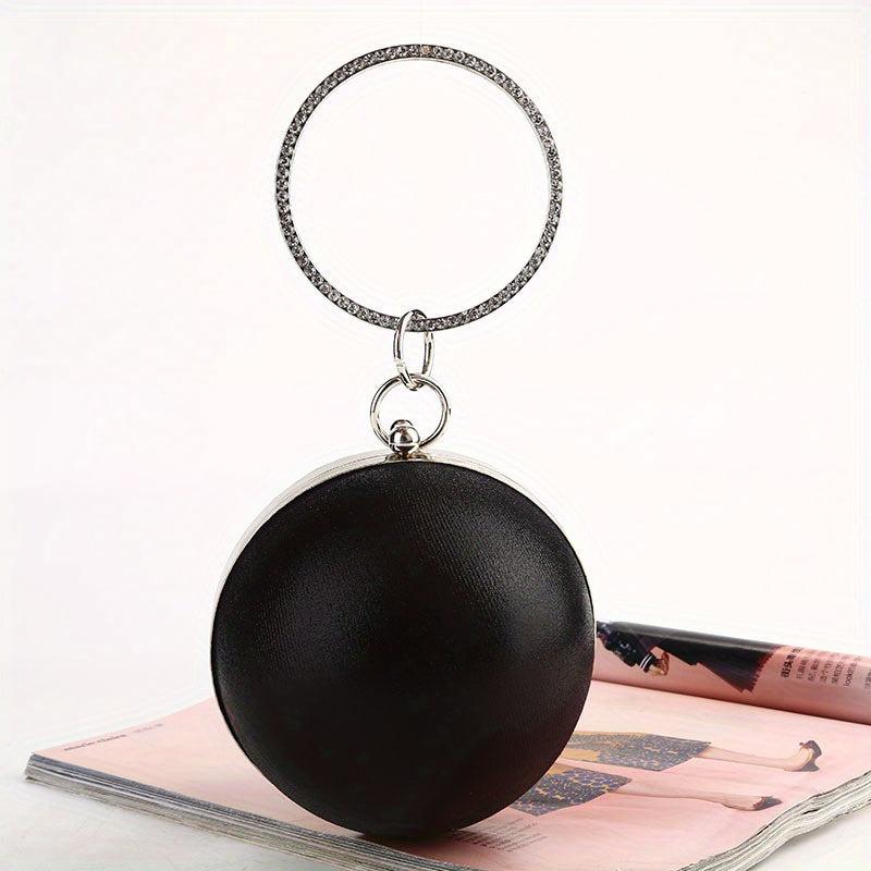 Mini Glitter Round Evening Bag Dinner Clutch Bag Women's Stylish Handbag & Purse