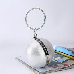 Mini Glitter Round Evening Bag Dinner Clutch Bag Women's Stylish Handbag & Purse