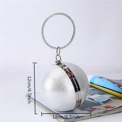 Mini Glitter Round Evening Bag Dinner Clutch Bag Women's Stylish Handbag & Purse