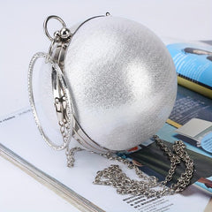 Mini Glitter Round Evening Bag Dinner Clutch Bag Women's Stylish Handbag & Purse