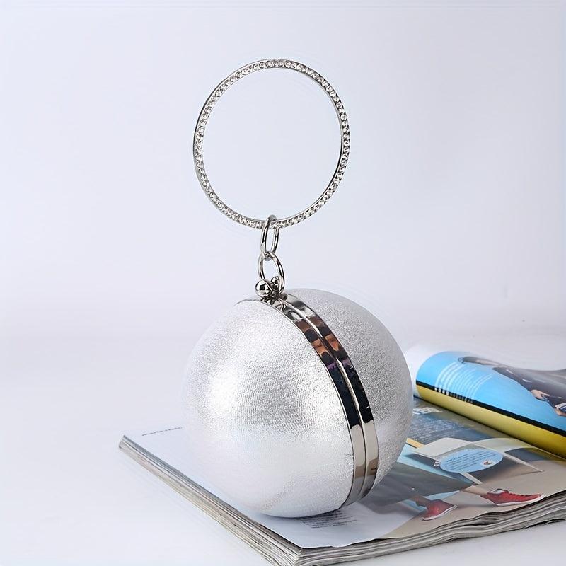 Mini Glitter Round Evening Bag Dinner Clutch Bag Women's Stylish Handbag & Purse