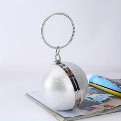 Mini Glitter Round Evening Bag Dinner Clutch Bag Women's Stylish Handbag & Purse