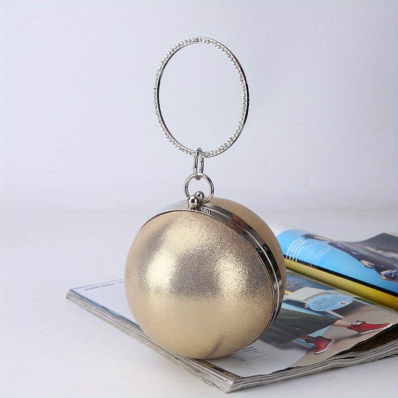 Mini Glitter Round Evening Bag Dinner Clutch Bag Women's Stylish Handbag & Purse