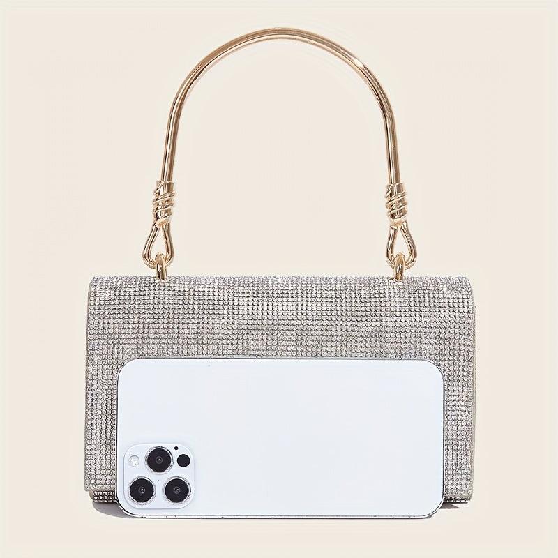 Rhinestone Satchel Bag Glitter Flap Shoulder Purse