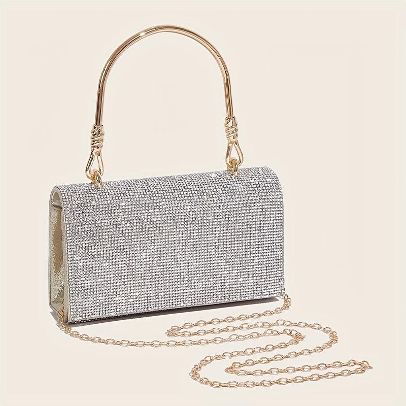 Rhinestone Satchel Bag Glitter Flap Shoulder Purse
