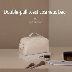 Toast Shape Cosmetics Bag Double Layer Makeup Storage Bag Large Capacity
